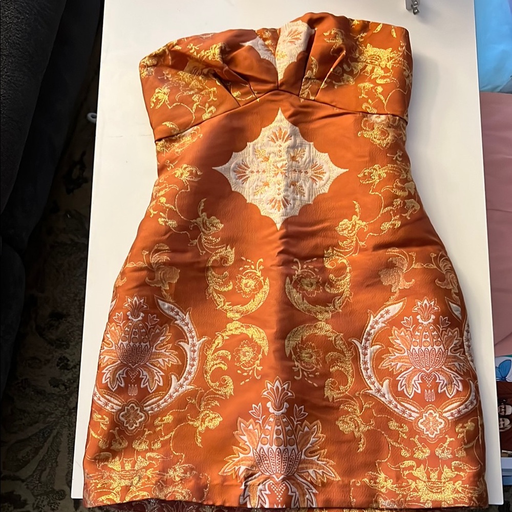 Free People Orange Strapless Dress